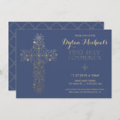 Uitnodiging voor de eerste Heilige Communie, Goude (Voorkant / Achterkant)