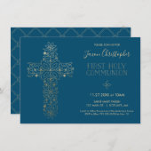 Uitnodiging voor de eerste Heilige Communie, Goude (Voorkant / Achterkant)