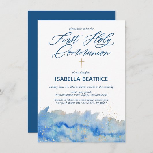 Uitnodiging voor de eerste Heilige Communie van El (Voorkant / Achterkant)