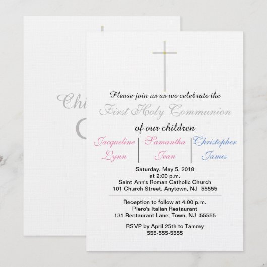 Uitnodiging voor de eerste Heilige Roze Blauwe Tri (Voorkant / Achterkant)