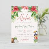 Uitnodiging voor de eerste verjaardag - Aloha (Staand voorkant)