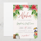 Uitnodiging voor de eerste verjaardag - Aloha (Voorkant / Achterkant)