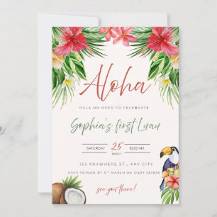Uitnodiging voor de eerste verjaardag - Aloha