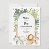 Uitnodiging voor de eerste verjaardag, jongen of m (Voorkant)