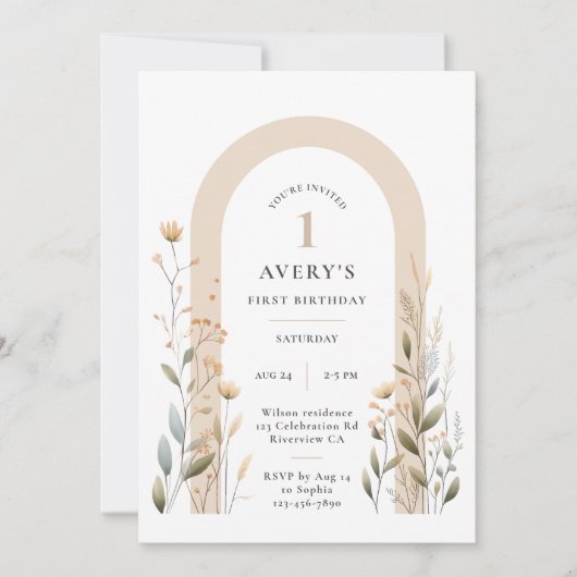 Uitnodiging voor de eerste verjaardag van Arch Wil (Voorkant)