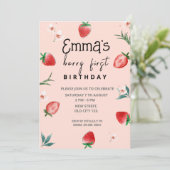 Uitnodiging voor de eerste verjaardag van Berry (Staand voorkant)