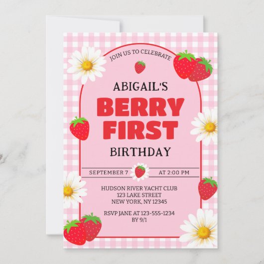 Uitnodiging voor de eerste verjaardag van BERRY (Voorkant)
