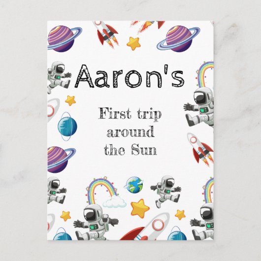 Uitnodiging voor de eerste verjaardag van een ruim (Voorkant)