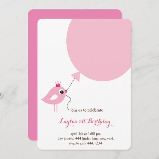 Uitnodiging voor de eerste verjaardag van Kleine V (Voorkant / Achterkant)