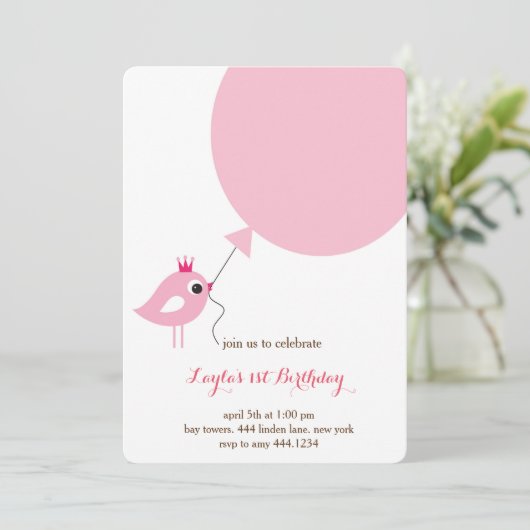 Uitnodiging voor de eerste verjaardag van Kleine V (Staand voorkant)