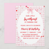 Uitnodiging voor de eerste verjaardag van lieve sc (Voorkant / Achterkant)