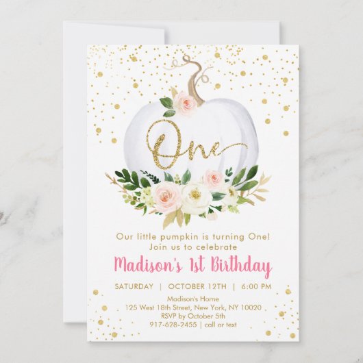 Uitnodiging voor de eerste verjaardag van Little P (Voorkant)