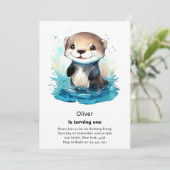 Uitnodiging voor de eerste verjaardag van Otter (Staand voorkant)