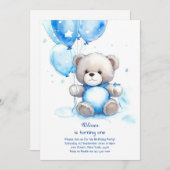 Uitnodiging voor de eerste verjaardag van Teddy Be (Voorkant / Achterkant)