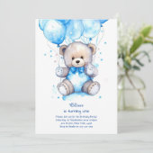Uitnodiging voor de eerste verjaardag van Teddy Be (Staand voorkant)