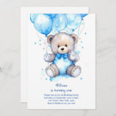 Uitnodiging voor de eerste verjaardag van Teddy Be (Voorkant / Achterkant)