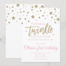 Uitnodiging voor de eerste verjaardag van Twinkle 