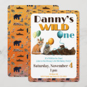 Uitnodiging voor de eerste verjaardag van Wild One (Voorkant / Achterkant)