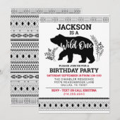 Uitnodiging voor de eerste verjaardag van Wild One (Voorkant / Achterkant)