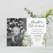 Uitnodiging voor de eerste verjaardag van winterla (Staand voorkant)