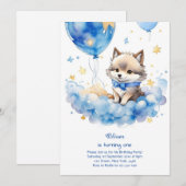 Uitnodiging voor de eerste verjaardag van Wolf (Voorkant / Achterkant)