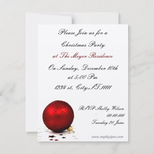 Uitnodiging voor de elegante Holiday partij (Achterkant)