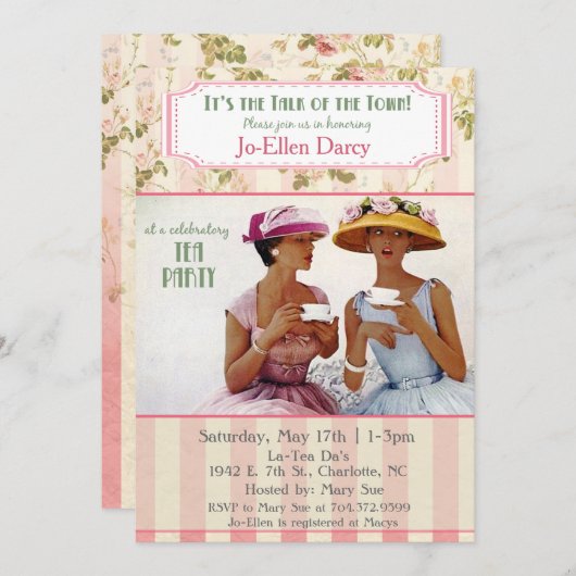 Uitnodiging voor de Etnische Afrikaanse Retro Tea  (Voorkant / Achterkant)