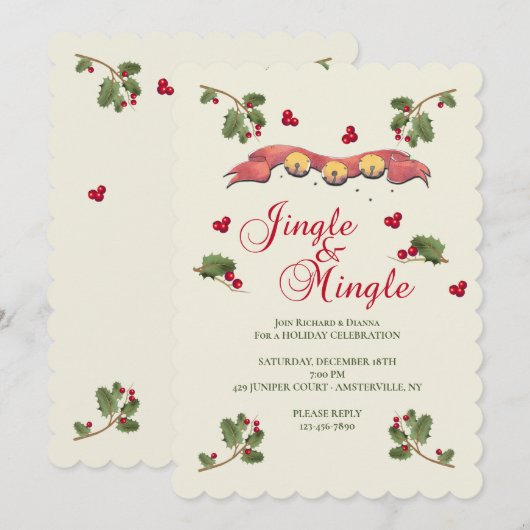 Uitnodiging voor de feestdag in Jingle en Mingle (Voorkant / Achterkant)