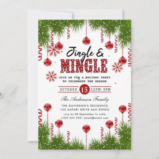 Uitnodiging voor de feestdag in Jingle & Mingle (Voorkant)