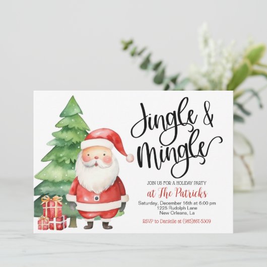 Uitnodiging voor de feestdag in Jingle & Mingle (Staand voorkant)