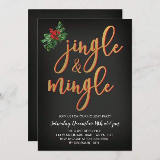 Uitnodiging voor de feestdag in Jingle & Mingle (Voorkant / Achterkant)