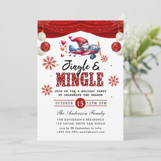 Uitnodiging voor de feestdag in Jingle & Mingle (Staand voorkant)