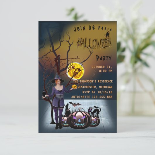 Uitnodiging voor de feestdag van Halloween Informatiekaartje (Staand voorkant)