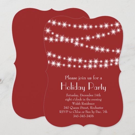 Uitnodiging voor de feestdag van Twinkle Lights (Voorkant / Achterkant)