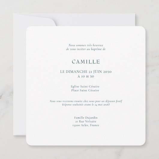 Uitnodiging voor de Franse Hummingbird doop (Achterkant)