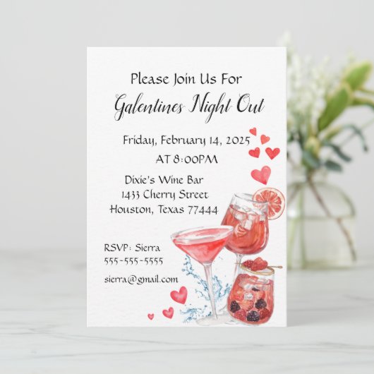 uitnodiging voor de galentijnen (Staand voorkant)