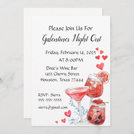 uitnodiging voor de galentijnen (Voorkant / Achterkant)