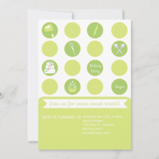 Uitnodiging voor de geboorte van de Baking Party (Voorkant)