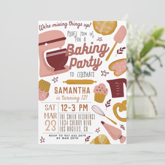 Uitnodiging voor de geboorte van de Baking Party (Staand voorkant)