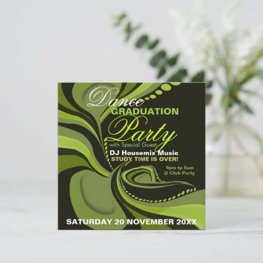 Uitnodiging voor de Groene Diva Afstuderen House (Staand voorkant)