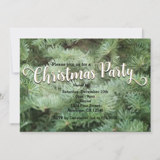 Uitnodiging voor de Groene Kerstavond Pine Holiday (Voorkant)
