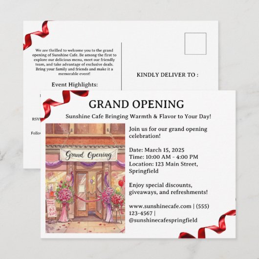 Uitnodiging voor de grote opening (Voorkant / Achterkant)