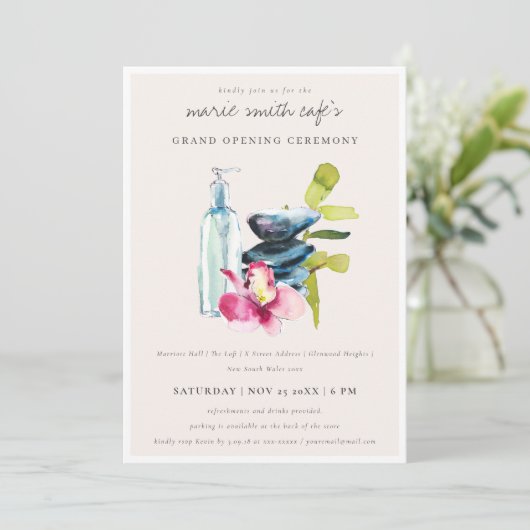 Uitnodiging voor de grote opening van Blush Orchid (Staand voorkant)