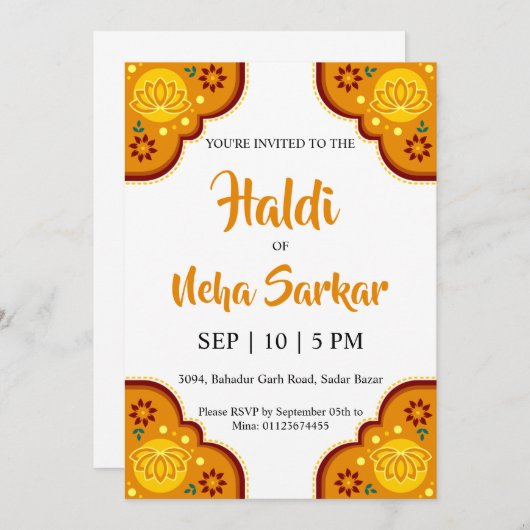 uitnodiging voor de haldiceremonie (Voorkant / Achterkant)