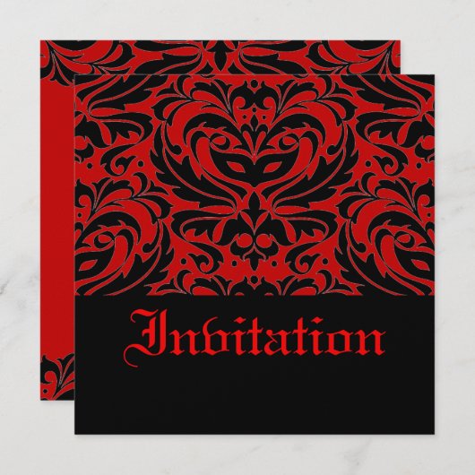 Uitnodiging voor de Half Masquerade Red Halloween (Voorkant / Achterkant)