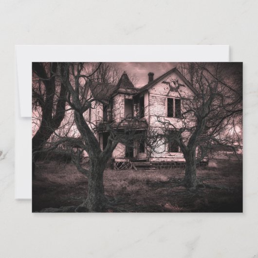 Uitnodiging voor de haunted Creaky Old House-parti (Achterkant)