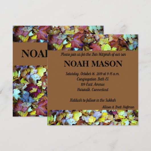 Uitnodiging voor de herfstbladeren Mitzvah (Voorkant / Achterkant)