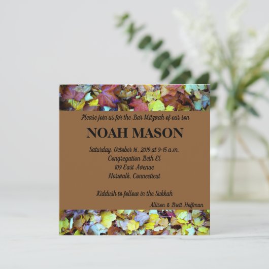 Uitnodiging voor de herfstbladeren Mitzvah (Staand voorkant)