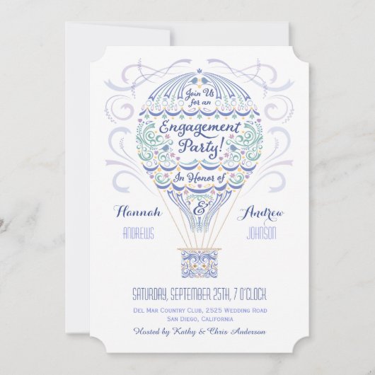 Uitnodiging voor de Hot Air Balloon Engagement Par (Voorkant)