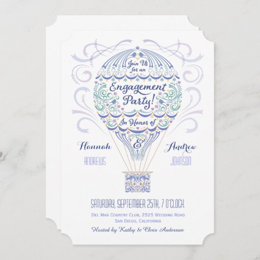 Uitnodiging voor de Hot Air Balloon Engagement Par (Voorkant / Achterkant)